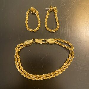 Double Chain Bracelet and earrings set.